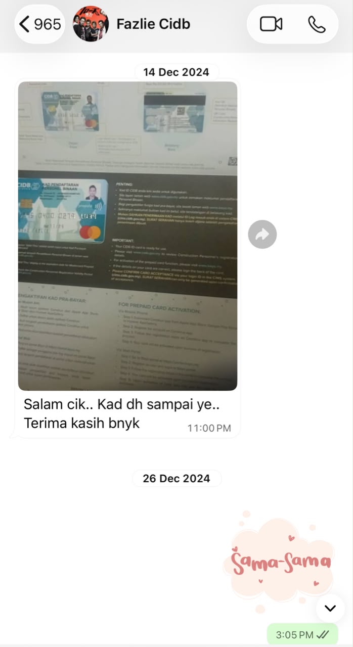 Testimoni pelanggan - Pelanggan 1