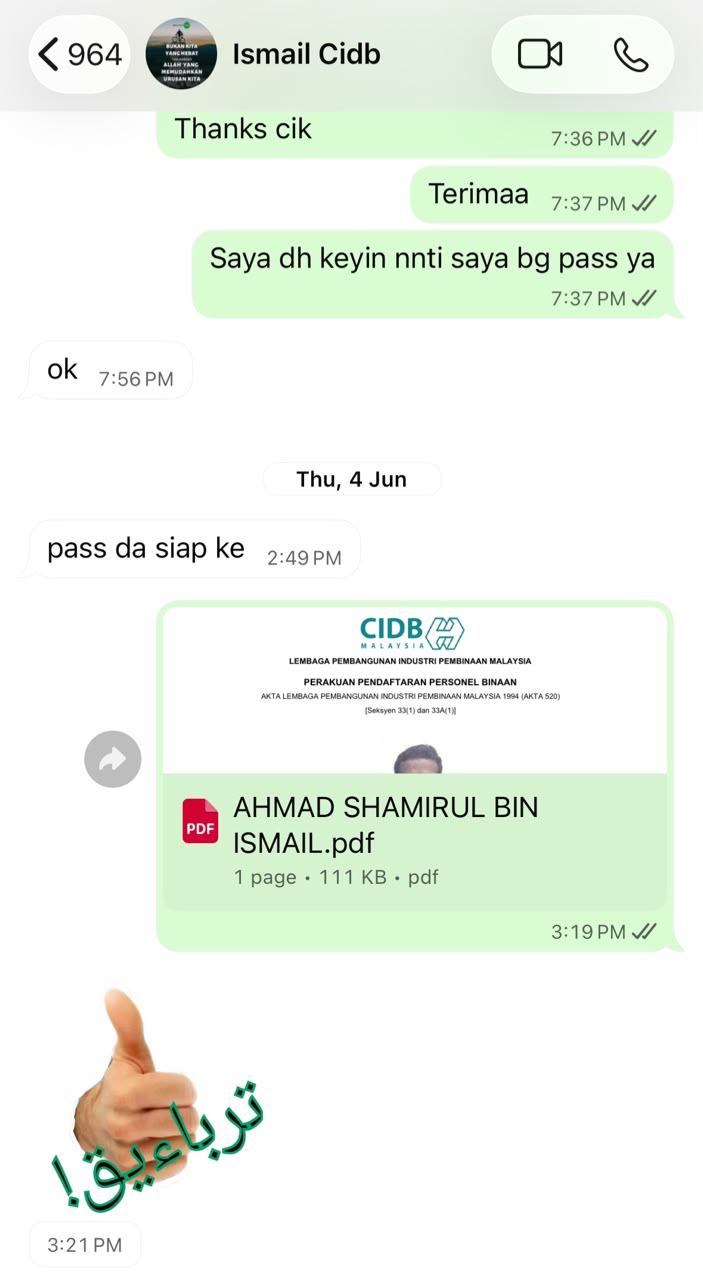 Testimoni pelanggan - Pelanggan 5